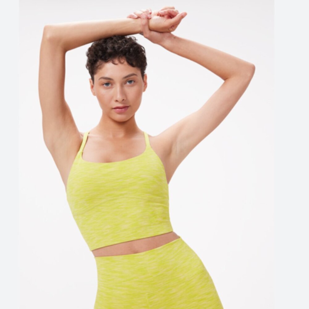 Outdoor Voices Flow Crop Top In Bright Chartreuse - Small